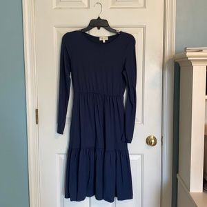 Tiered navy midi dress